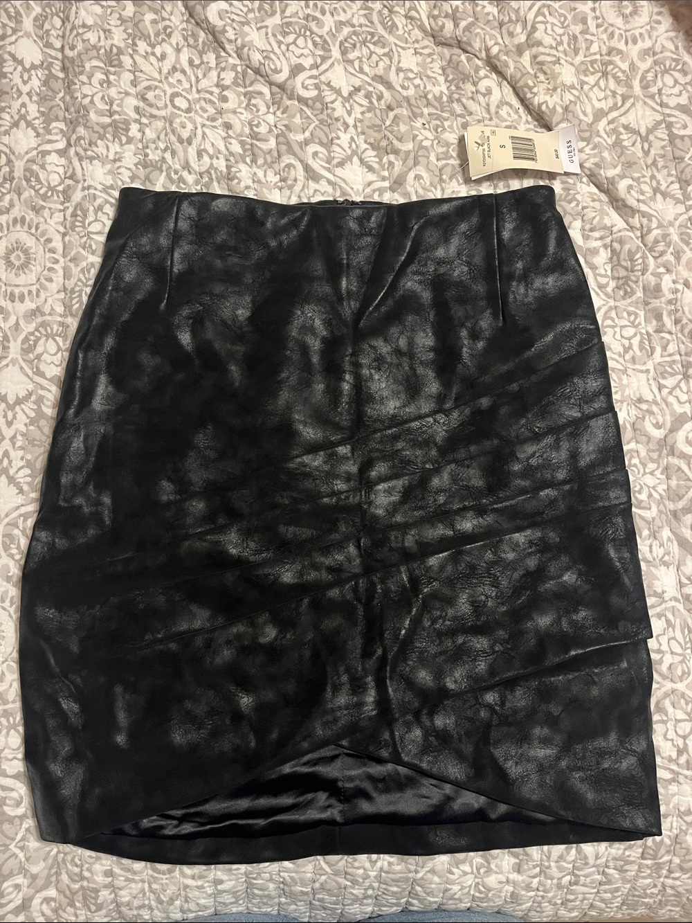 Guess Black Faux-Leather Pencil Skirt